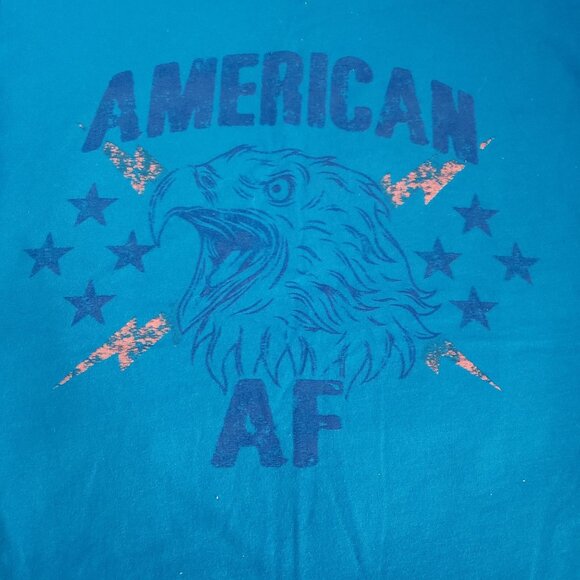 American AF Eagle T-Shirt Youth XL Blue Next Level Cotton Short Sleeve Kids Tee - Picture 3 of 5